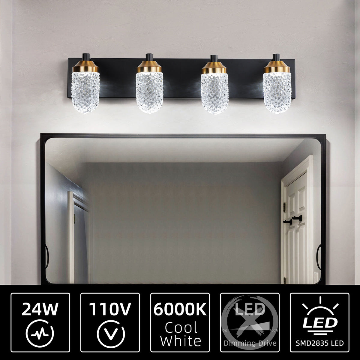 4-Bulb LED Vanity Light for Bathroom