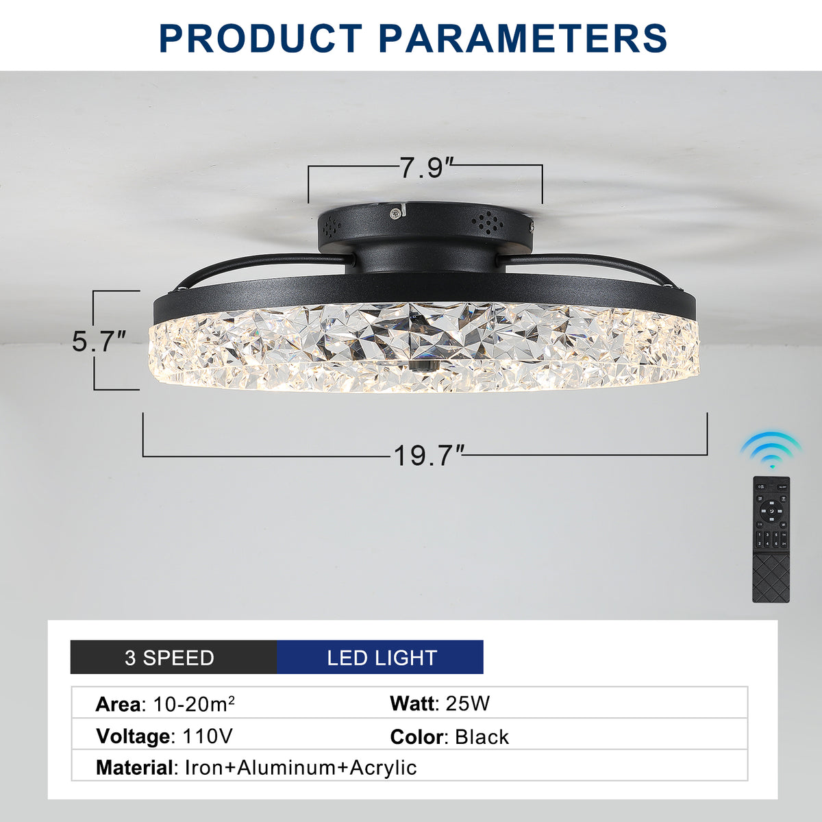 Dimmable LED Ceiling Fan with Lights