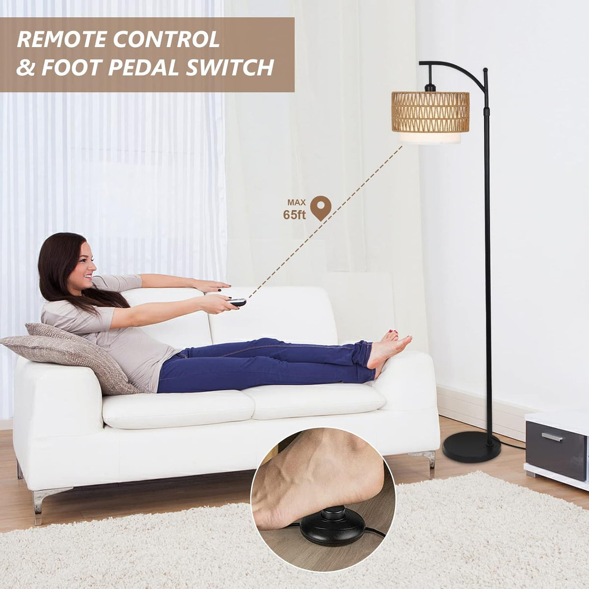Modern Arc Floor Lamp with Dimmable LED Bulb
