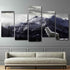 Five-piece snow mountain wolf canvas wall art