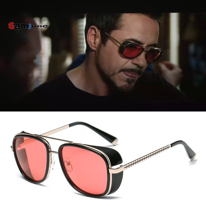 Retro metal frame sunglasses with tinted lenses