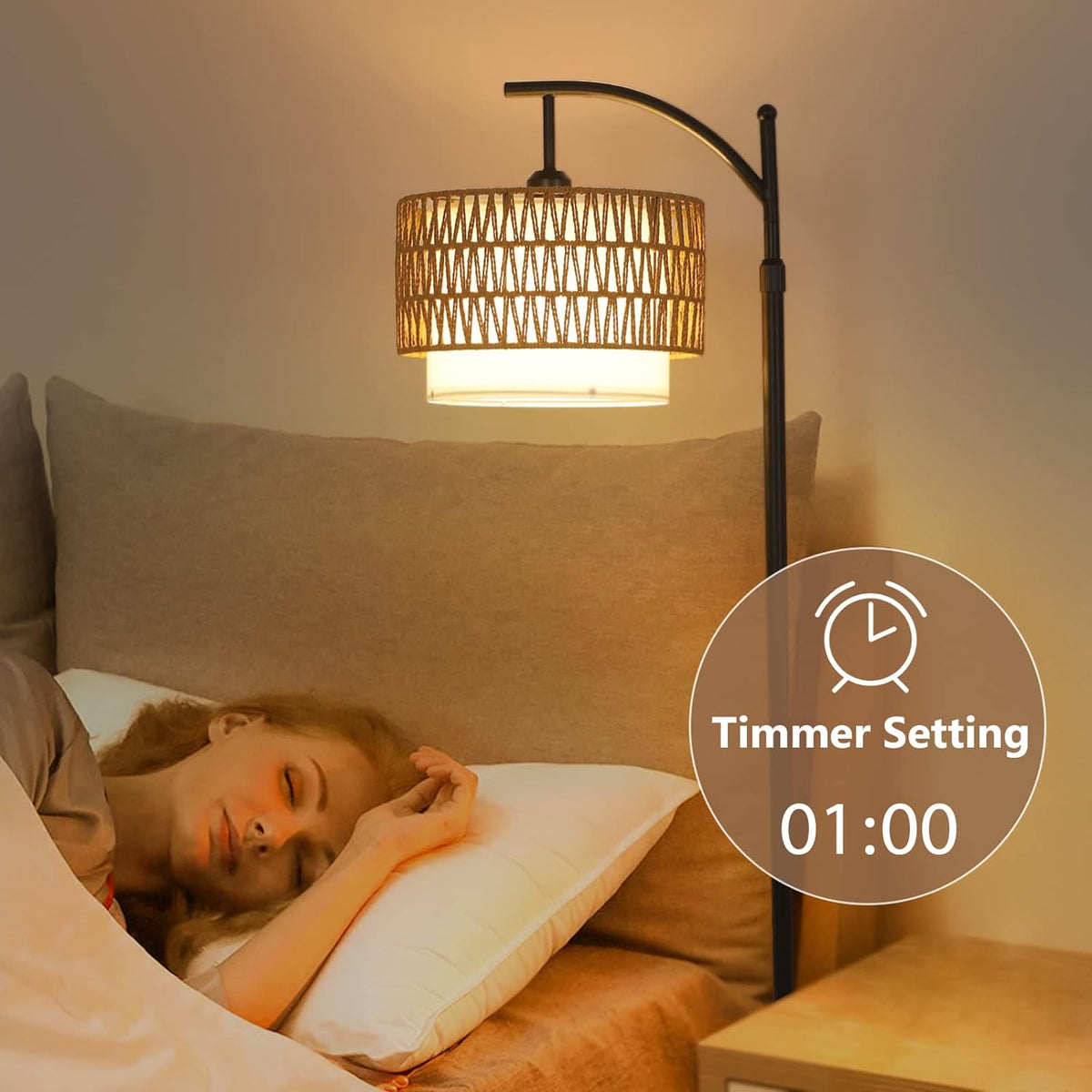 Modern Arc Floor Lamp with Dimmable LED Bulb