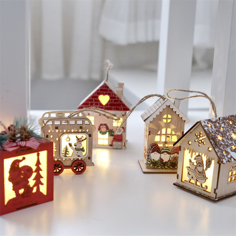 Wooden Christmas Light-Up House Decoration