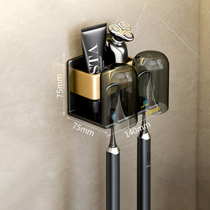 Toothbrush Shelf Bathroom Non-Perforated Mouthwash Cup Tooth Cup Wall-Mounted Storage Rack Electric Toothbrush Shelf