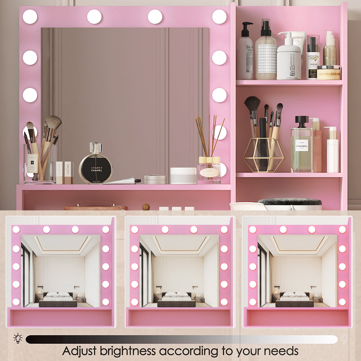 Makeup Vanity Desk with Mirror &amp; Light