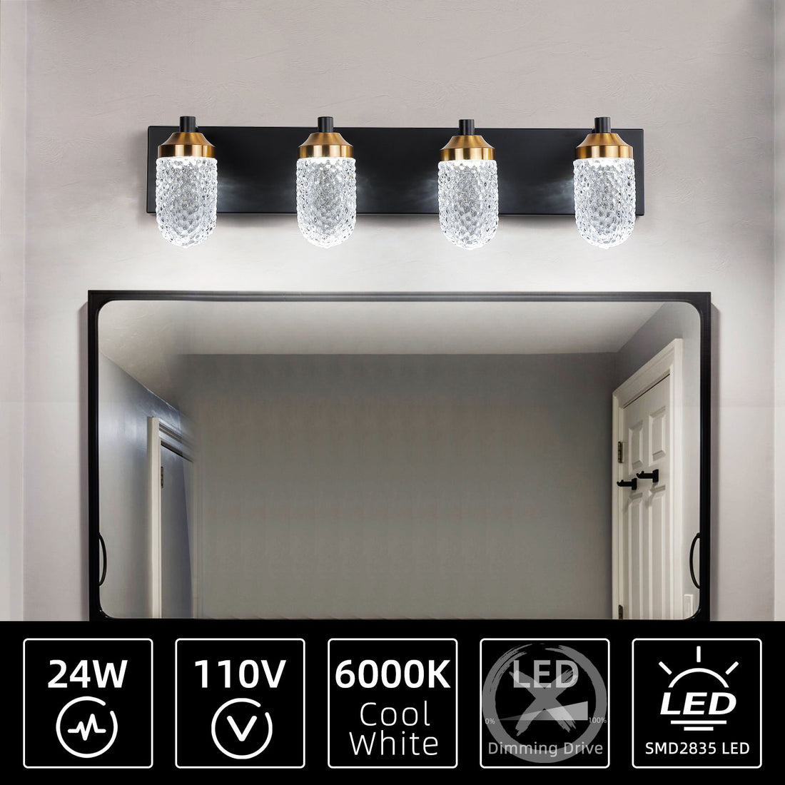 4-Bulb LED Vanity Light for Bathroom