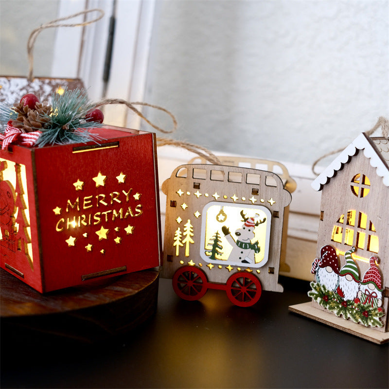Wooden Christmas Light-Up House Decoration