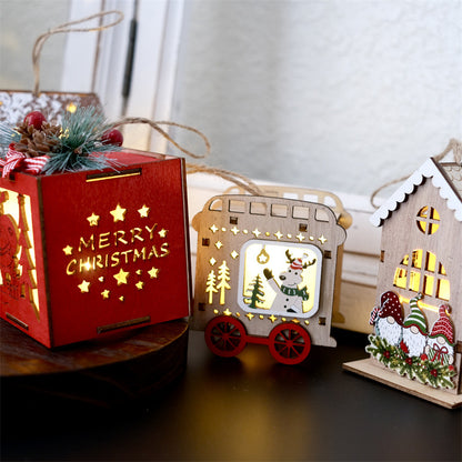 Wooden Christmas Light-Up House Decoration