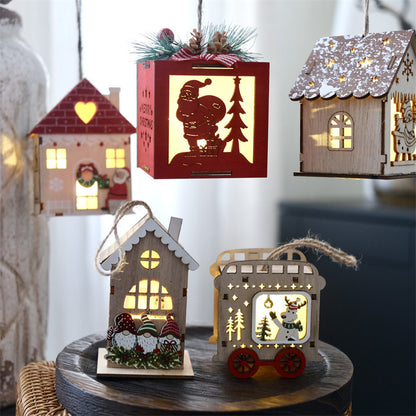 Wooden Christmas light-up house decoration