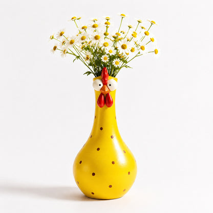 Hand-painted rooster resin vase home décor