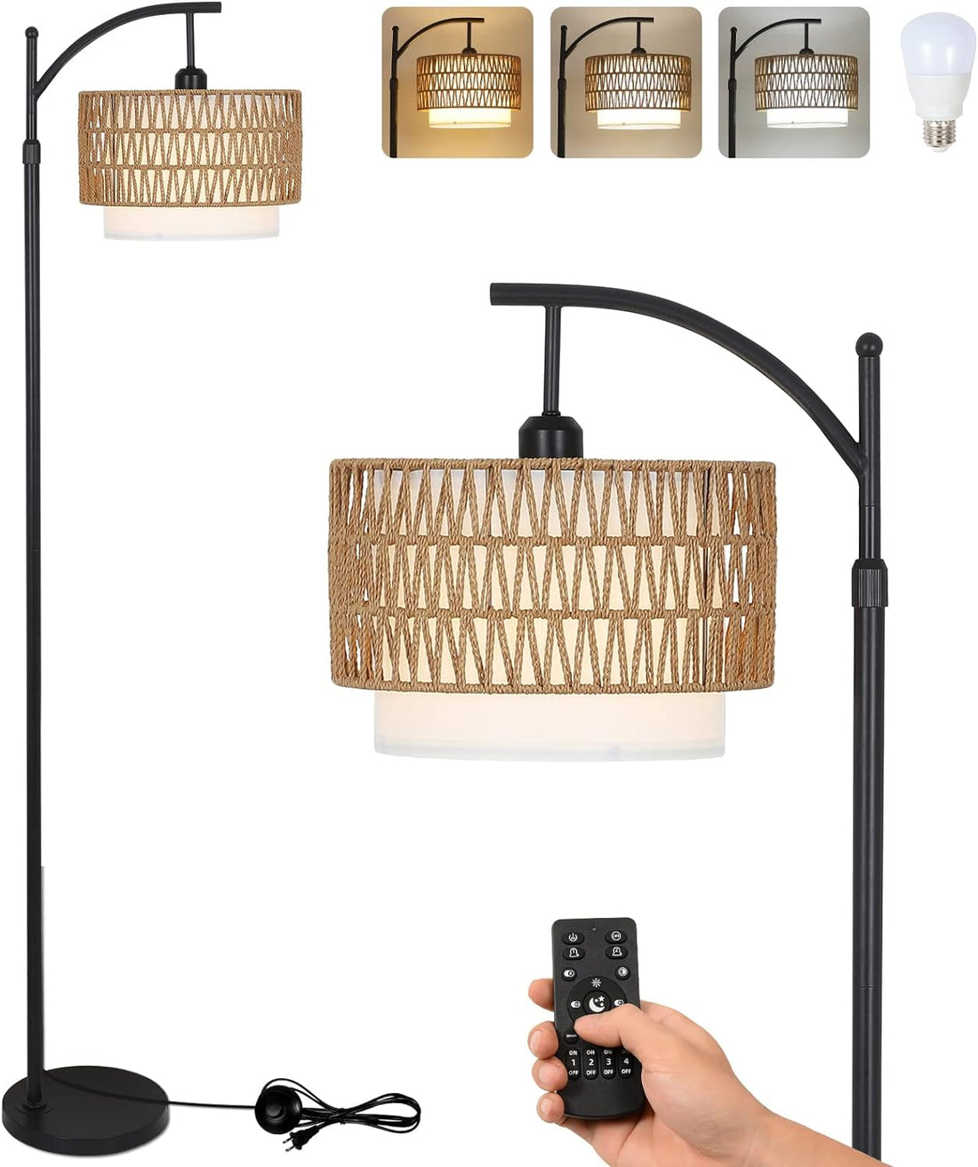 Modern Arc Floor Lamp with Dimmable LED Bulb