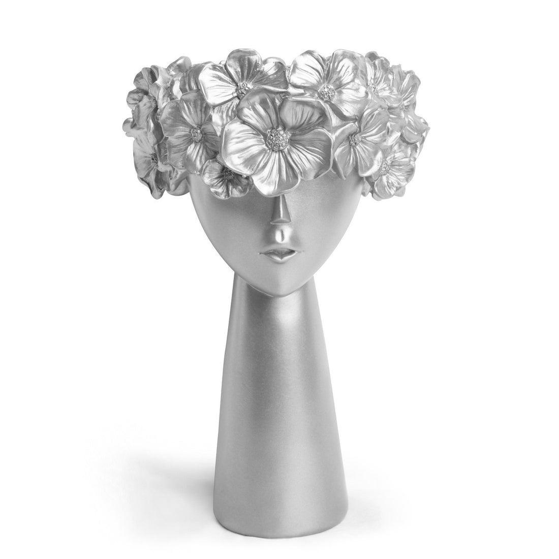 Silver flowerpot resin home décor ornament