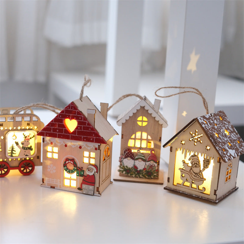 Wooden Christmas Light-Up House Decoration