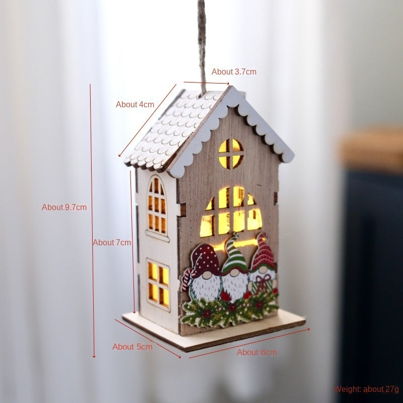 Wooden Christmas Light-Up House Decoration
