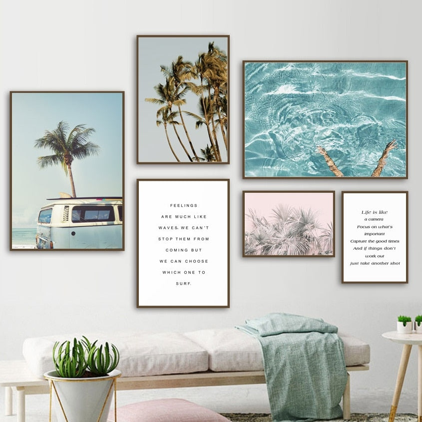 Coconut tree and tropical landscape canvas wall art