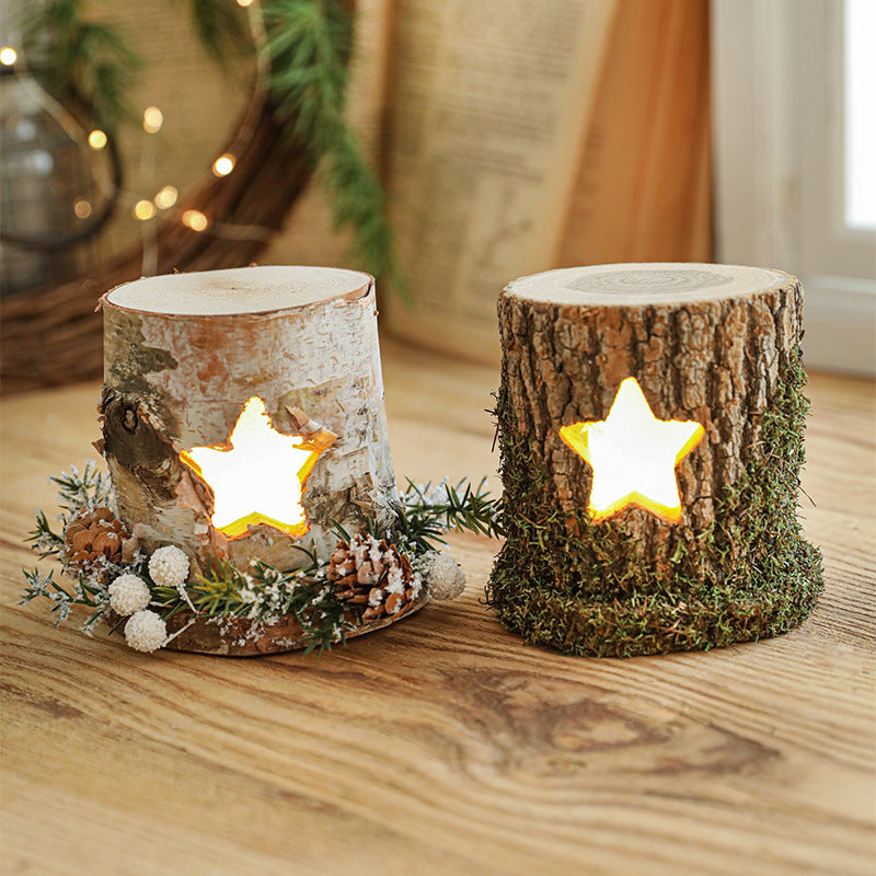 Wooden Christmas LED desk lamp ornament