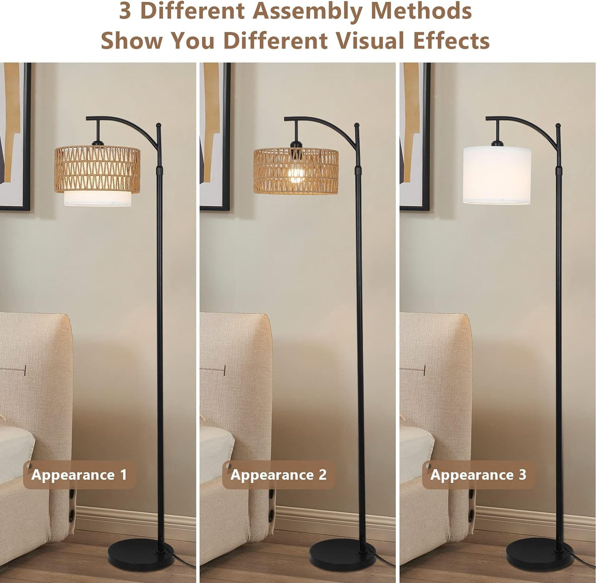 Modern Arc Floor Lamp with Dimmable LED Bulb