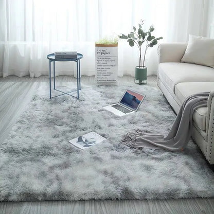 Grey tie-dye plush carpet for living room or bedroom
